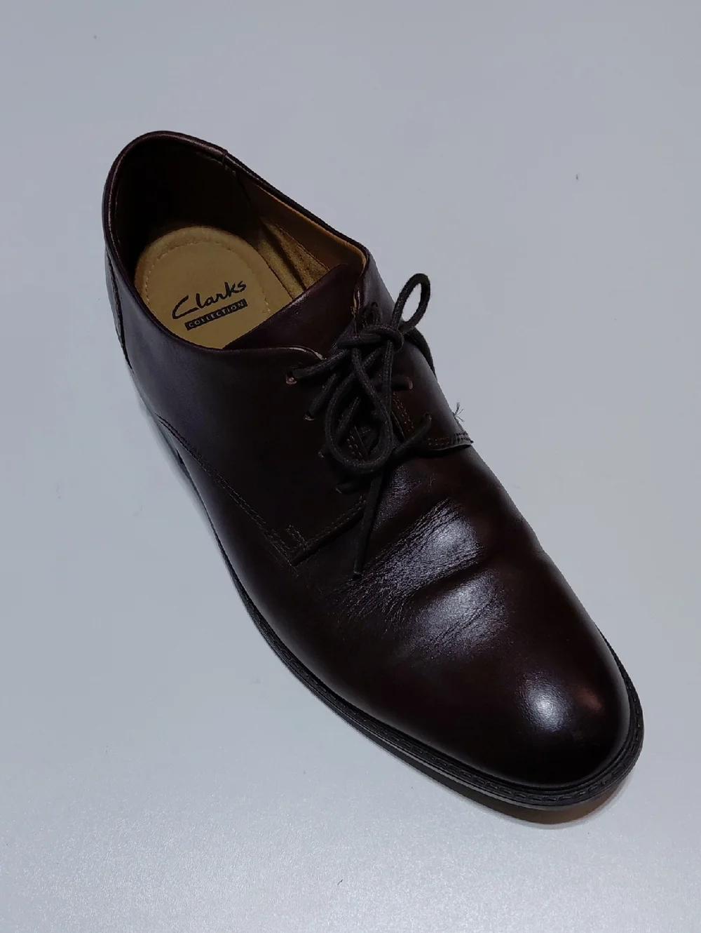 CLARKS  Men's Brown Leather Lace Up Dress Shoes - 12M